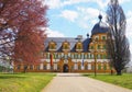 Scenic pathway leading to the grand and majestic Seehof Palace