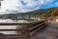 Scenic Pathway in a park by a marina on the Pacific Ocean Coast