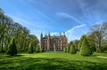 Scenic photo of a beautiful castle in a park