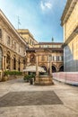 The scenic Piazza Mercanti & x28;Merchants& x27; Square& x29; in Milan, Italy Royalty Free Stock Photo