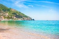 Scenic picture-postcard view of the beautiful town of Minori at famous Amalfi Coast with Gulf of Salerno, Campania Royalty Free Stock Photo