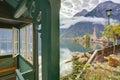 Scenic picture-postcard view of famous Hallstatt mountain village