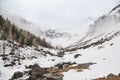 Scenic picture-postcard view of famous place, Grossglockner mountain with cloud & fog, Austria