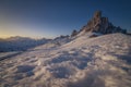 Scenic picture of a Sunset in Passo Giau, a mountain pass in the Dolomites, near Cortina D`Ampezzo, Italy Royalty Free Stock Photo