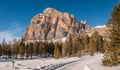 Tofana di Rozes over a blue sky in winter, Cortina D`Ampezzo, It Royalty Free Stock Photo