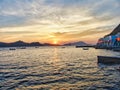 Sunset in Klima village in Milos island Royalty Free Stock Photo