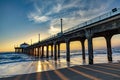 Scenic pier at Manhattan Beach near Los Angeles in sunset Royalty Free Stock Photo