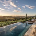 Scenic Pool Overlooking Rolling Hills and Vineyards Royalty Free Stock Photo