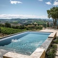 Scenic Pool Overlooking Rolling Hills and Vineyards Royalty Free Stock Photo
