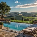 Scenic Pool Overlooking Rolling Hills and Vineyards Royalty Free Stock Photo