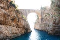 Scenic postcard view of the Furore fiord, beach and sea on Amalfi Coast, Campania, Italy Royalty Free Stock Photo