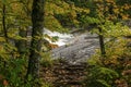 Scenic Potawatomi water falls through autumn trees in Michigan upper Peninsula Royalty Free Stock Photo