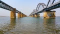 Scenic Railway bridges across the Godavari river in Rajahmundry, Andhra Pradesh ,India