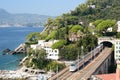 Scenic railway in Zoagli. Tigullio. Liguria. Italy