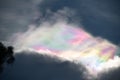 Scenic rainbow cloud against the grey twilight sky