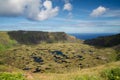 Scenic Rano Kau Crater with Lush Greenery on Easter Island Royalty Free Stock Photo