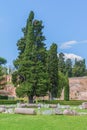 Scenic remains of ruins of the famous Roman Baths of Caracalla (Thermae Antoninianae)