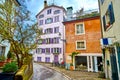 Scenic residential houses in Schepfe district of old town in Zurich, Switzerland Royalty Free Stock Photo