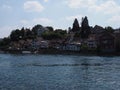 Scenic Rhine River landscape in european STEIN am RHEIN town in SWITZERLAND in swiss canton of Schaffhausen Royalty Free Stock Photo