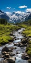 Scenic River Flowing Through Majestic Mountains Royalty Free Stock Photo