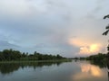 Scenic river view at sunset, Nakorn Chaisri, Thailand