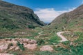 The scenic road of Gap of Dunloe, a narrow mountain pass in county Kerry, Ireland Royalty Free Stock Photo