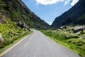 The scenic road in Gap of Dunloe, a narrow mountain pass running north-south in County Kerry, Ireland Royalty Free Stock Photo