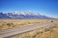 Scenic road in the Grand Teton National Park, Wyoming, USA Royalty Free Stock Photo