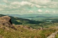 People in motorcycles at the scenic road of Healy Pass, a 12 km route between county Cork and county Kerry in Ireland Royalty Free Stock Photo