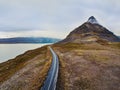 Scenic road in mountains, aerial landscape of beautiful west fjords in Iceland