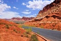 Road through the red dessert, Capitol Reef National Park, Utah, USA Royalty Free Stock Photo