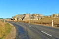 Scenic road with rock formations