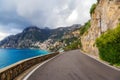 Scenic Road on Rocky Cliffs and Mountain Landscape by the Sea. Amalfi Coast, Positano, Italy Royalty Free Stock Photo