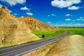 Scenic road throught Badlands National Park, South Dakota, USA