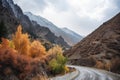 scenic road trip through the mountains, with views of the changing seasons Royalty Free Stock Photo