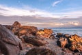 Scenic rock formation during sunrise at the beach of Mindoro, Philippines