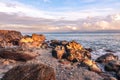 Scenic rock formation during sunrise at the beach of Mindoro, Philippines