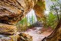 Scenic rocks erosion formation on Twin Arches trail in Big South Fork recreation area Royalty Free Stock Photo