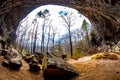 Scenic rocks erosion formation on Twin Arches trail in Big South Fork recreation area Royalty Free Stock Photo