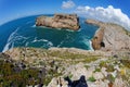 Scenic rocks in the ocean near Cabo de Sao Vicente Cape in the Algarve, Portugal