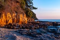 Scenic rocky beach Cala Violina landscape at the sunset. Tyrrhenian Sea bay at the sunset Royalty Free Stock Photo