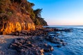 Scenic rocky beach Cala Violina landscape at the sunset. Tyrrhenian Sea bay at the sunset Royalty Free Stock Photo