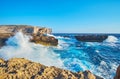 The strong waves at Gozo coast, San Lawrenz, Malta