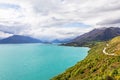 Scenic route over the turquoise lake. Lake Wakatipu. New Zealand Royalty Free Stock Photo