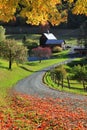 Scenic rural Vermont landscape in autumn time with old barn