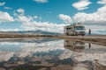 Scenic RV motorhome roadtrip Adventure in Majestic Mountain Landscape