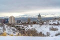 Scenic Salt Lake City landscape with Utah State Capitol building on a winter day Royalty Free Stock Photo