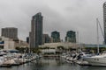 Scenic San Diego marina and downtown vista on a heavily overcast day, California Royalty Free Stock Photo