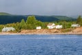 scenic sandy empty coast at Nova Scotia in Canada with view to coastal landscape Royalty Free Stock Photo