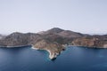 Scenic sea mountains and blue water against the sky in Porto Kagio, Mani, Greece
